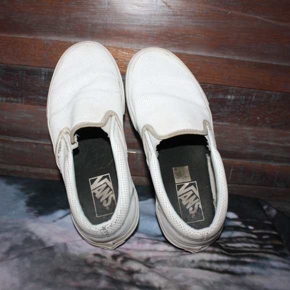 Slip On White Leather VANS  🌵 7.5 Women - Picture 9 of 14